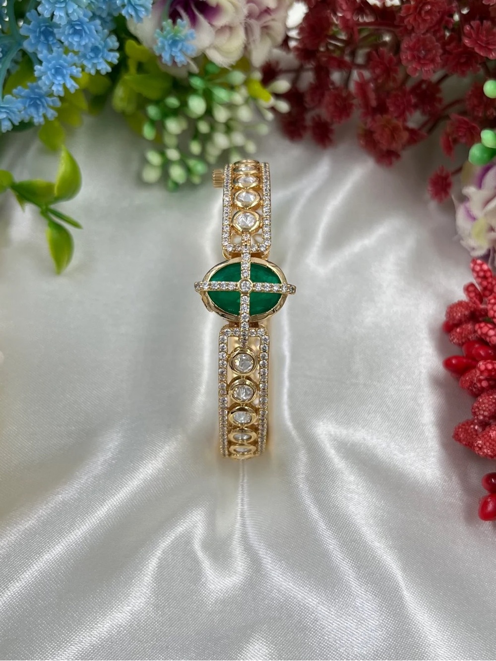 Moissanite Kundan Bracelet (Openable)